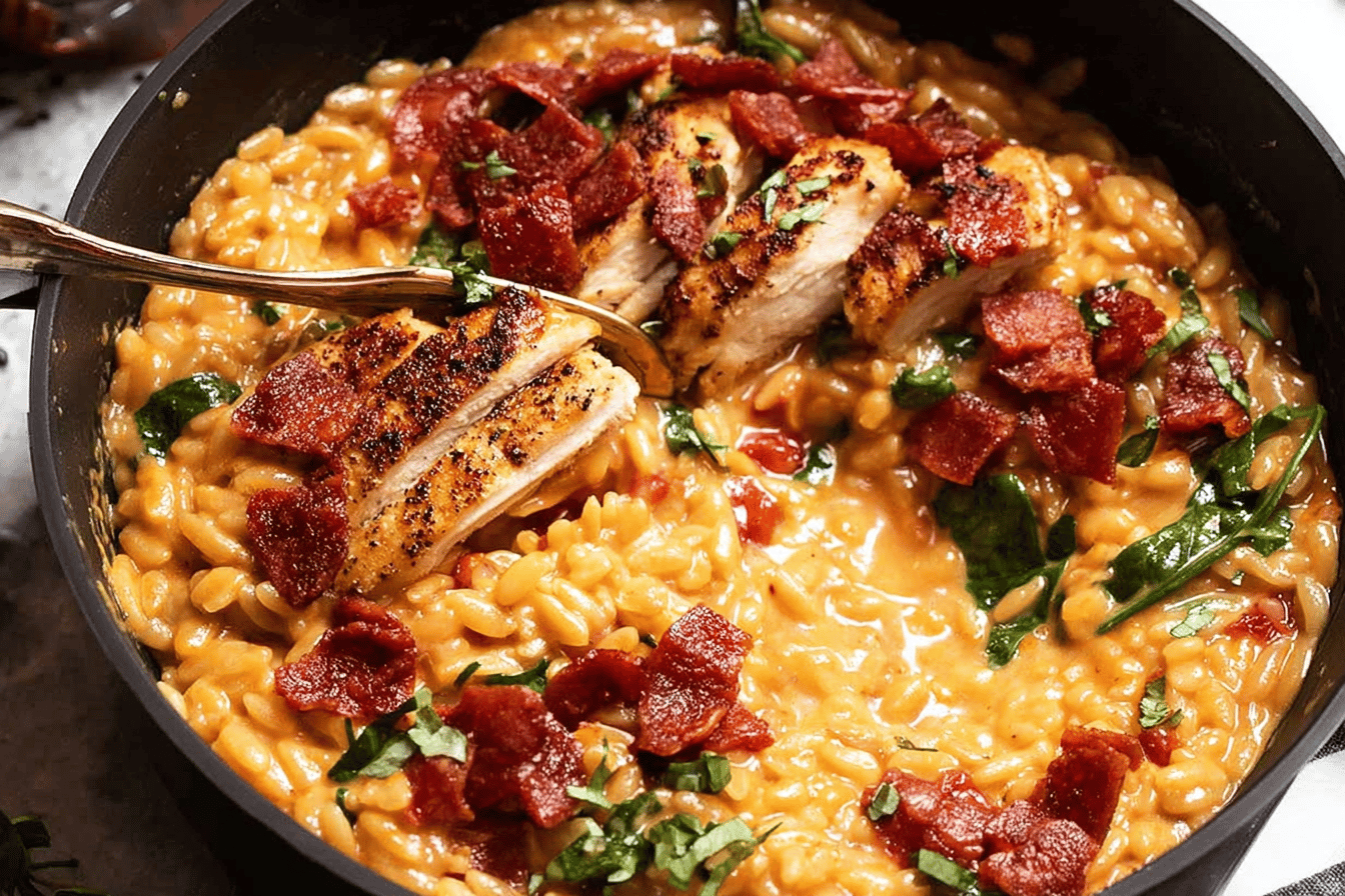 Crispy Salami One Pot Chicken Risoni Delight