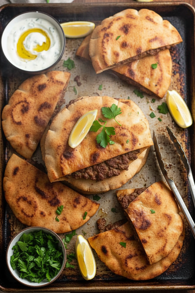 Arayes: Crispy Pita with Flavorful Meat Filling
