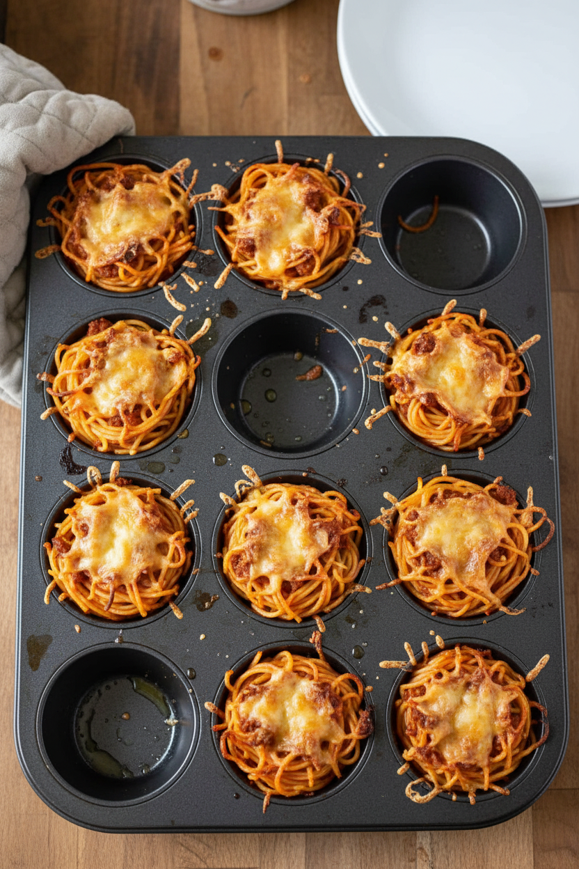 Creative Muffin Tin Spaghetti Nests Recipe