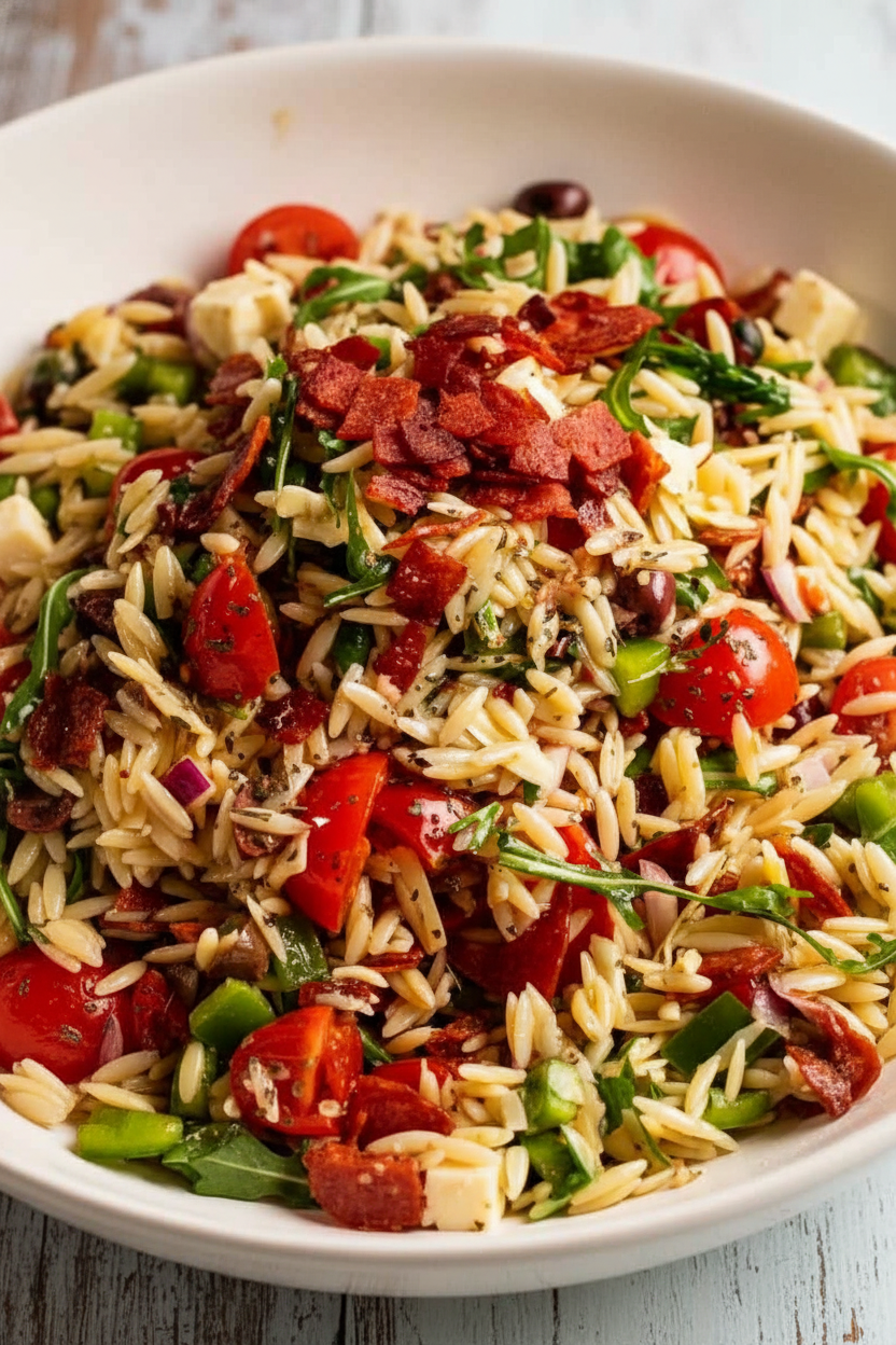 Crispy Salami Risoni Salad Delight