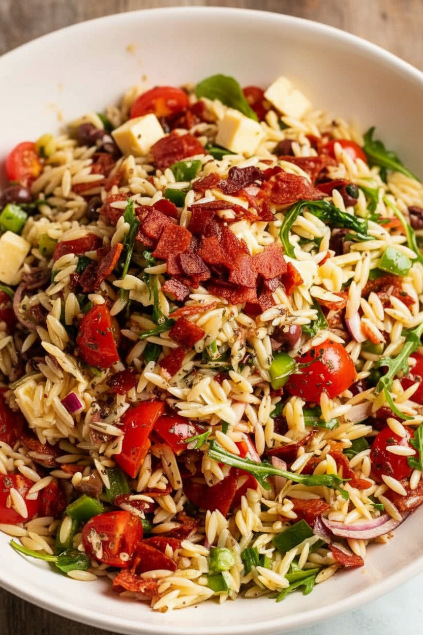 Crispy Salami Risoni Salad Delight