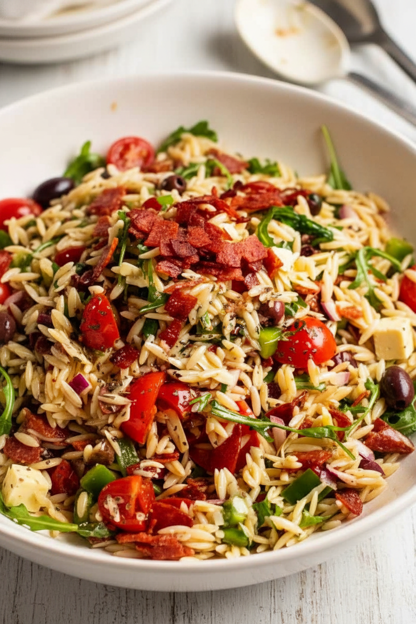 Crispy Salami Risoni Salad Delight