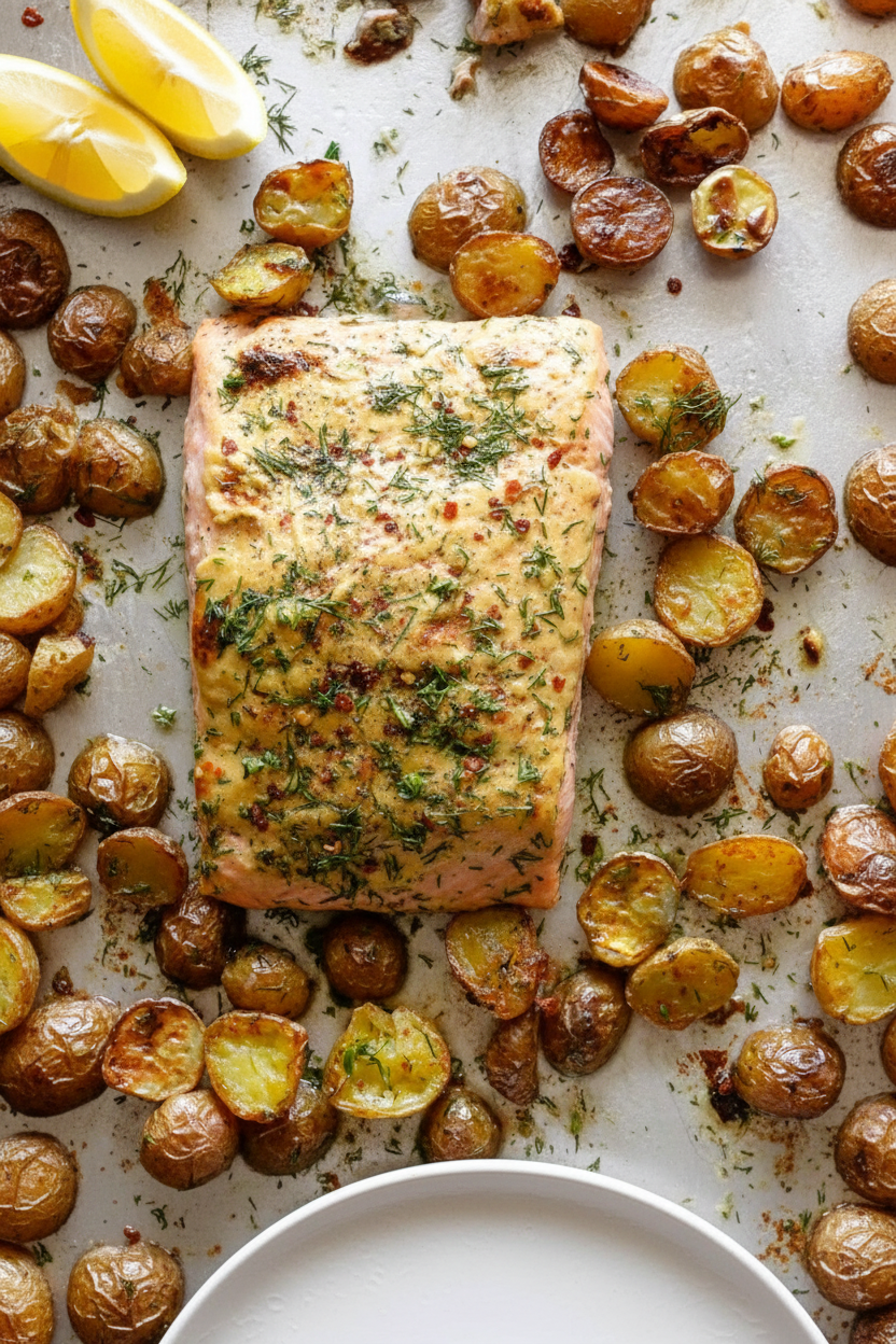 Dill-Seasoned Sheet Pan Salmon and Potatoes