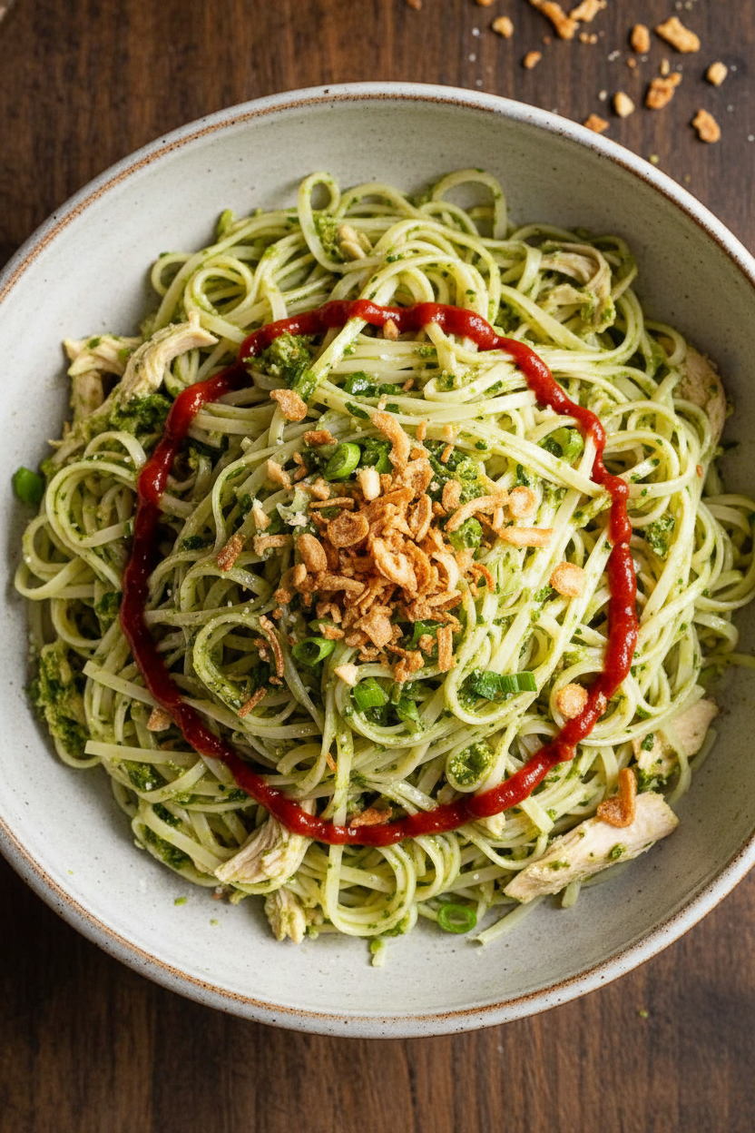 Green Ginger Rice Noodles Delight