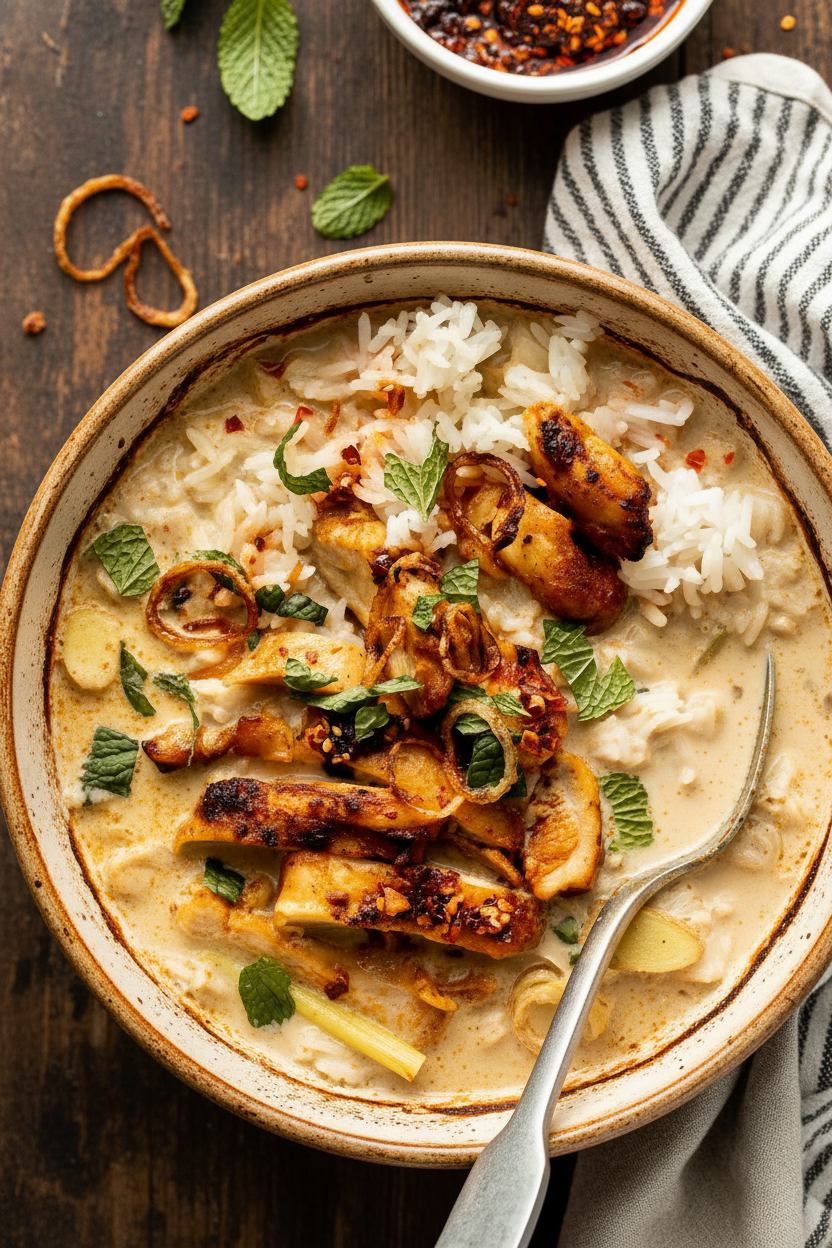 Lemongrass Broth Bowls with Yellow Curry Chicken