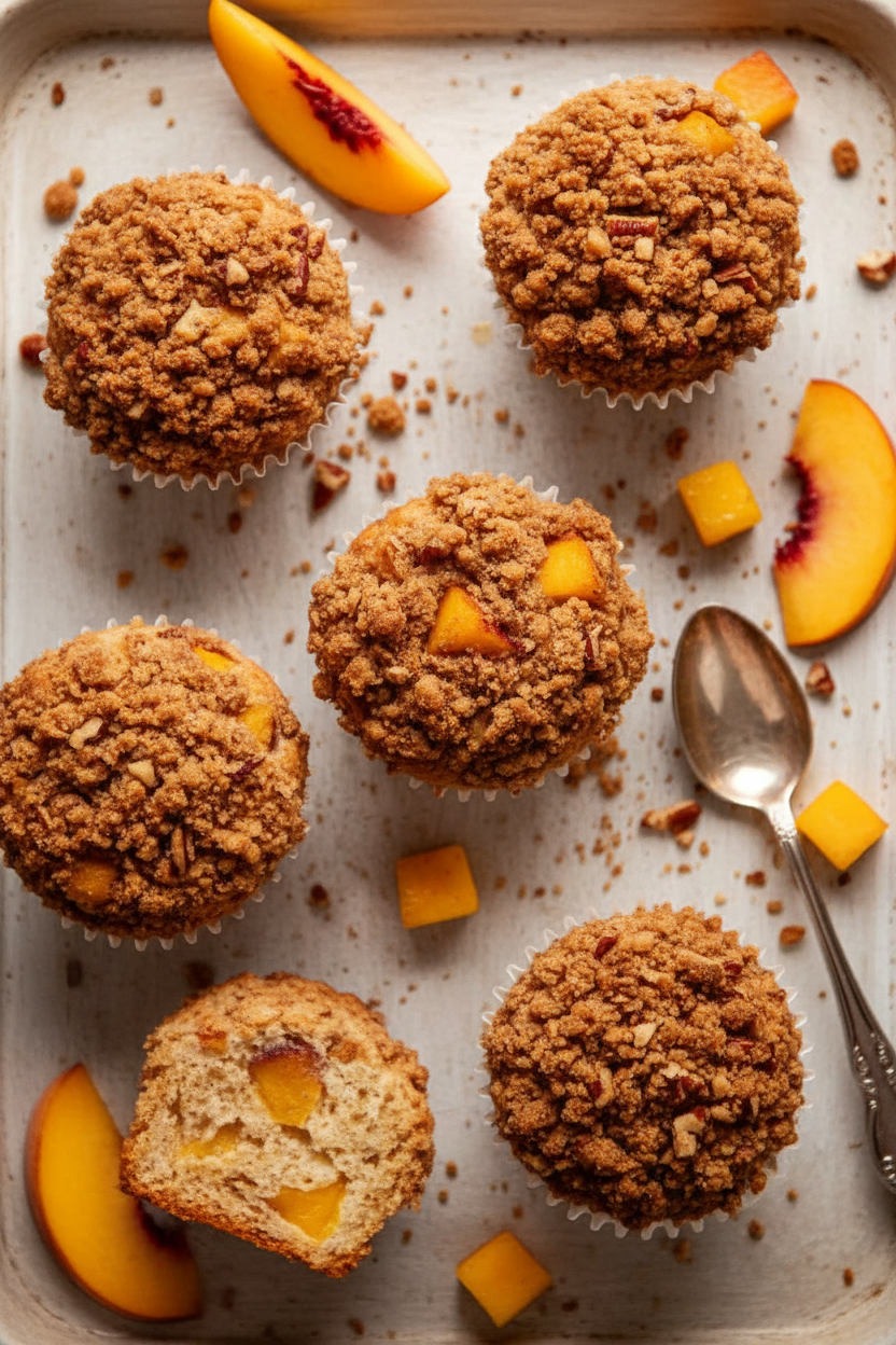 Peach Crumble Muffins Delightfully Baked Treat