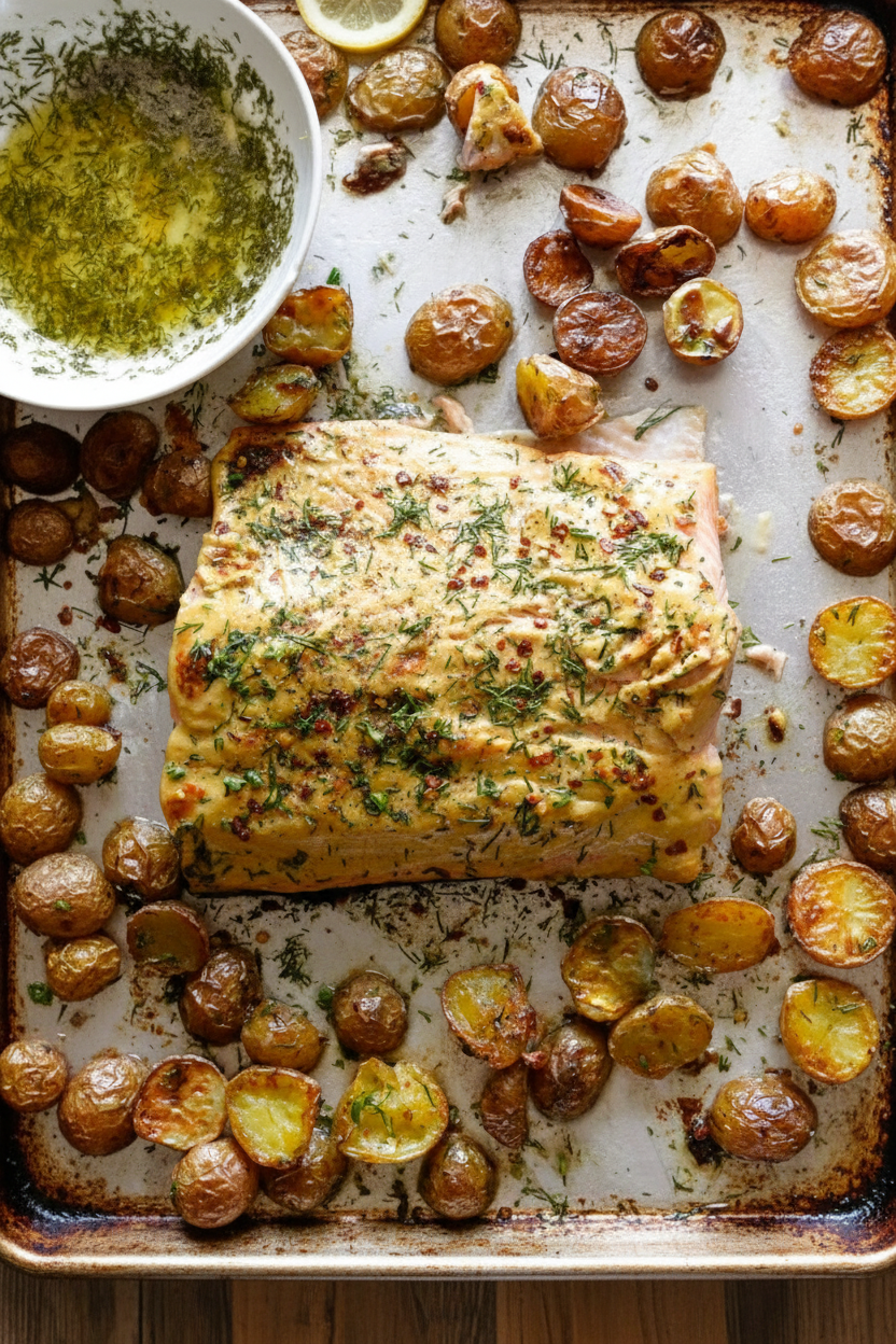 Sheet Pan Salmon with Dill Potatoes Recipe