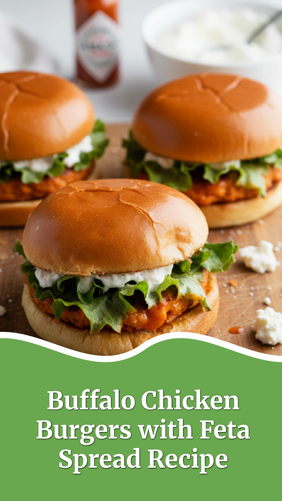Buffalo Chicken Burgers with Feta Spread Recipe