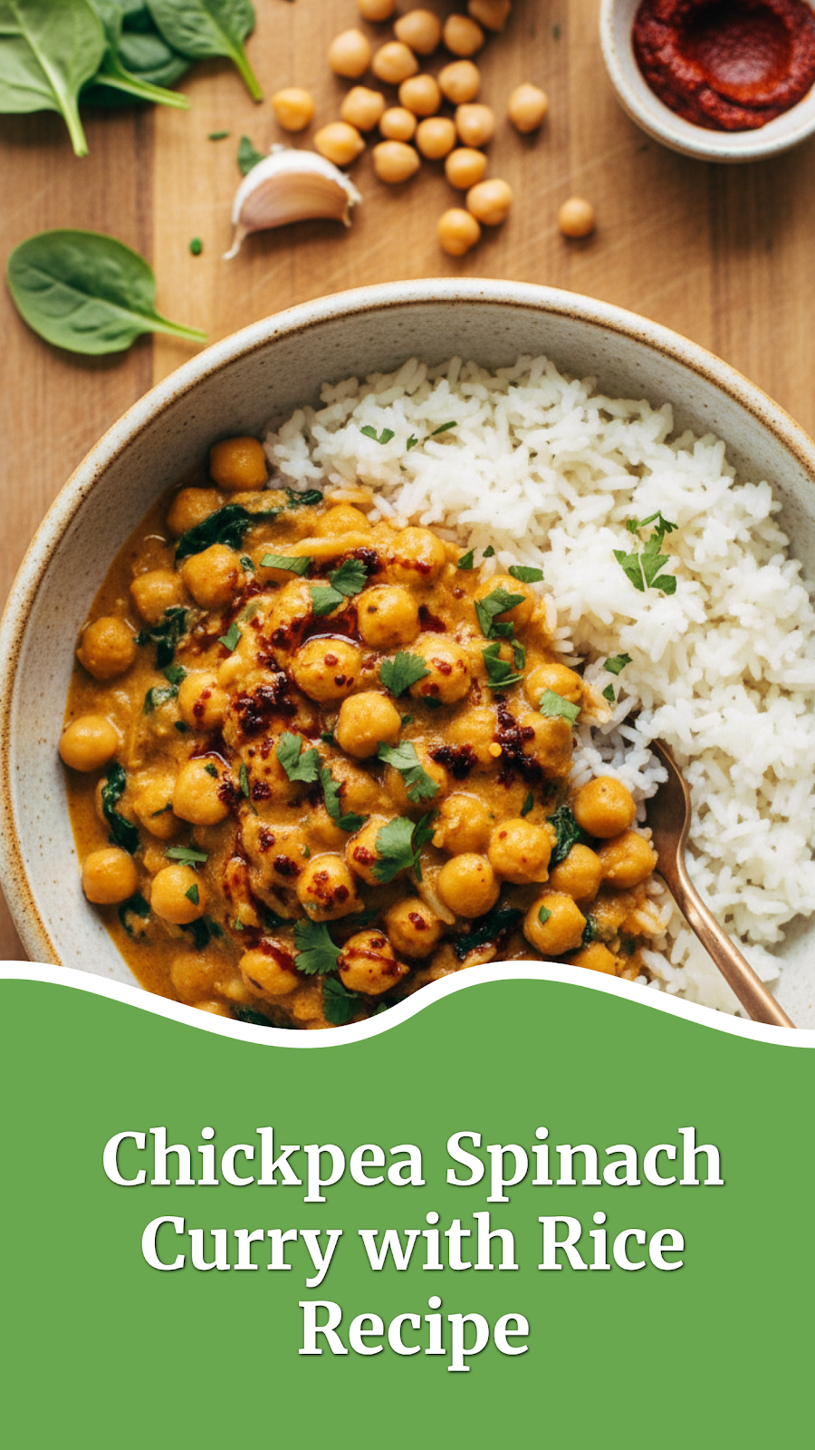Chickpea Spinach Curry with Rice Recipe