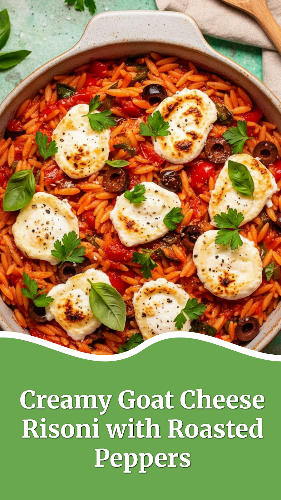 Creamy Goat Cheese Risoni with Roasted Peppers