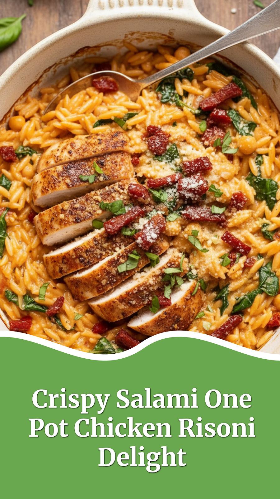 Crispy Salami One Pot Chicken Risoni Delight