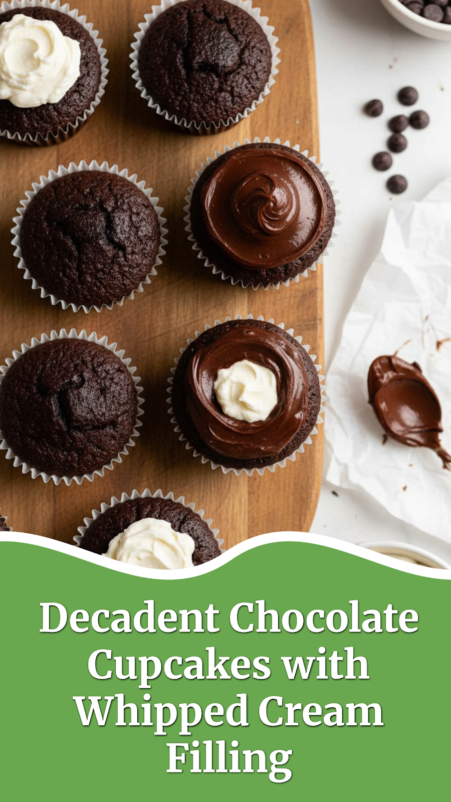 Decadent Chocolate Cupcakes with Whipped Cream Filling
