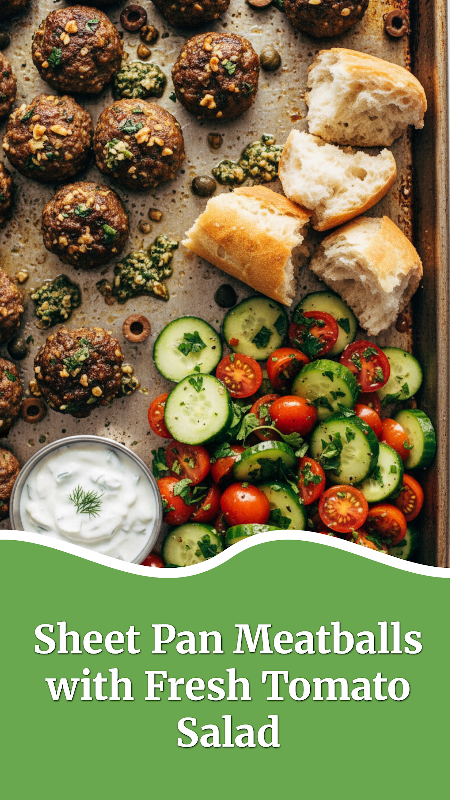 Sheet Pan Meatballs with Fresh Tomato Salad
