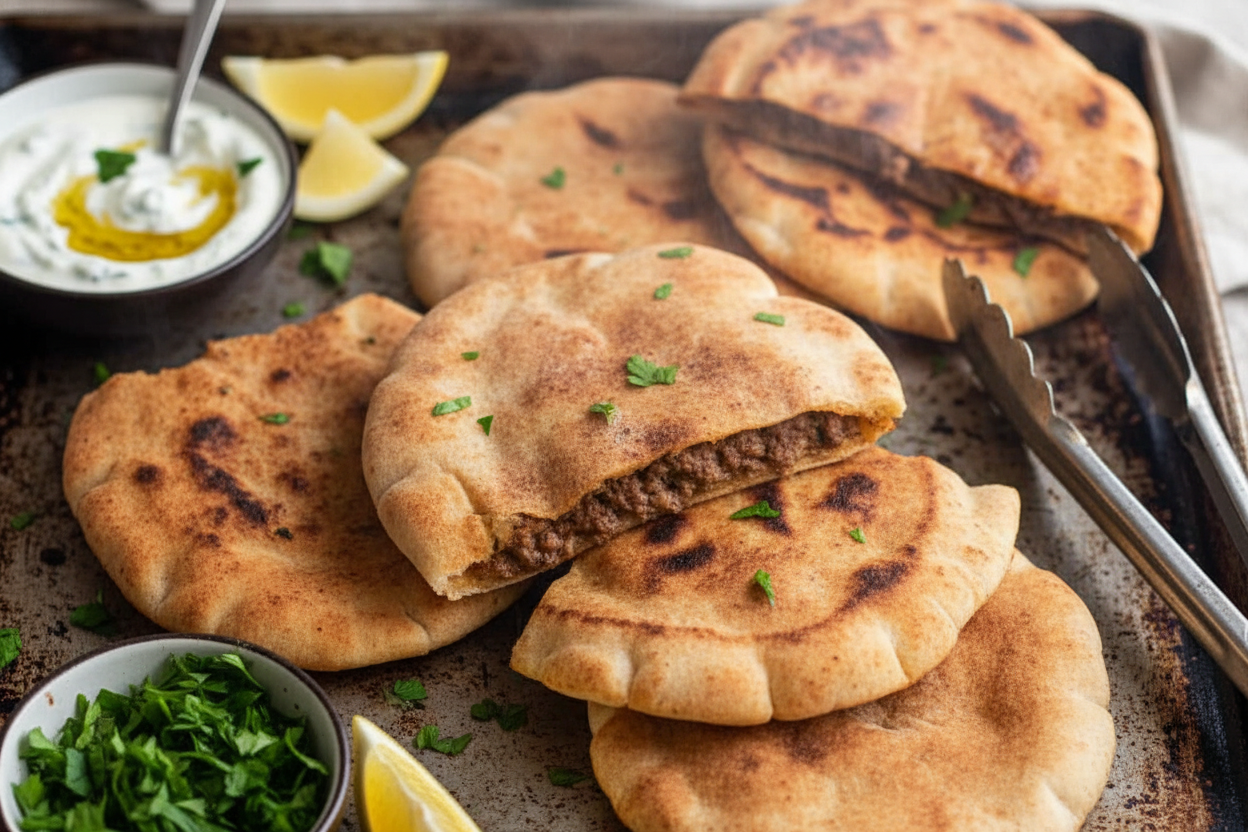 Arayes: Crispy Pita with Flavorful Meat Filling