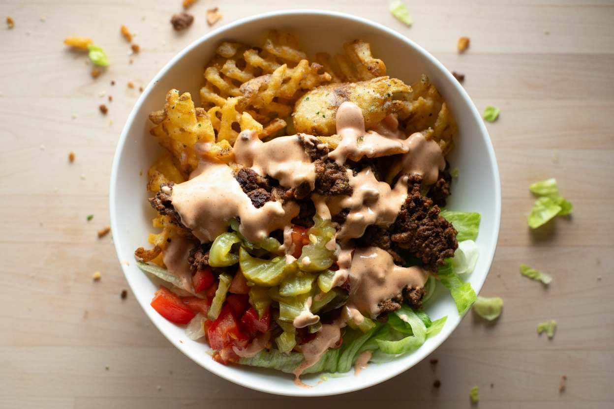Burger Bowls with Ranch Fries Delight
