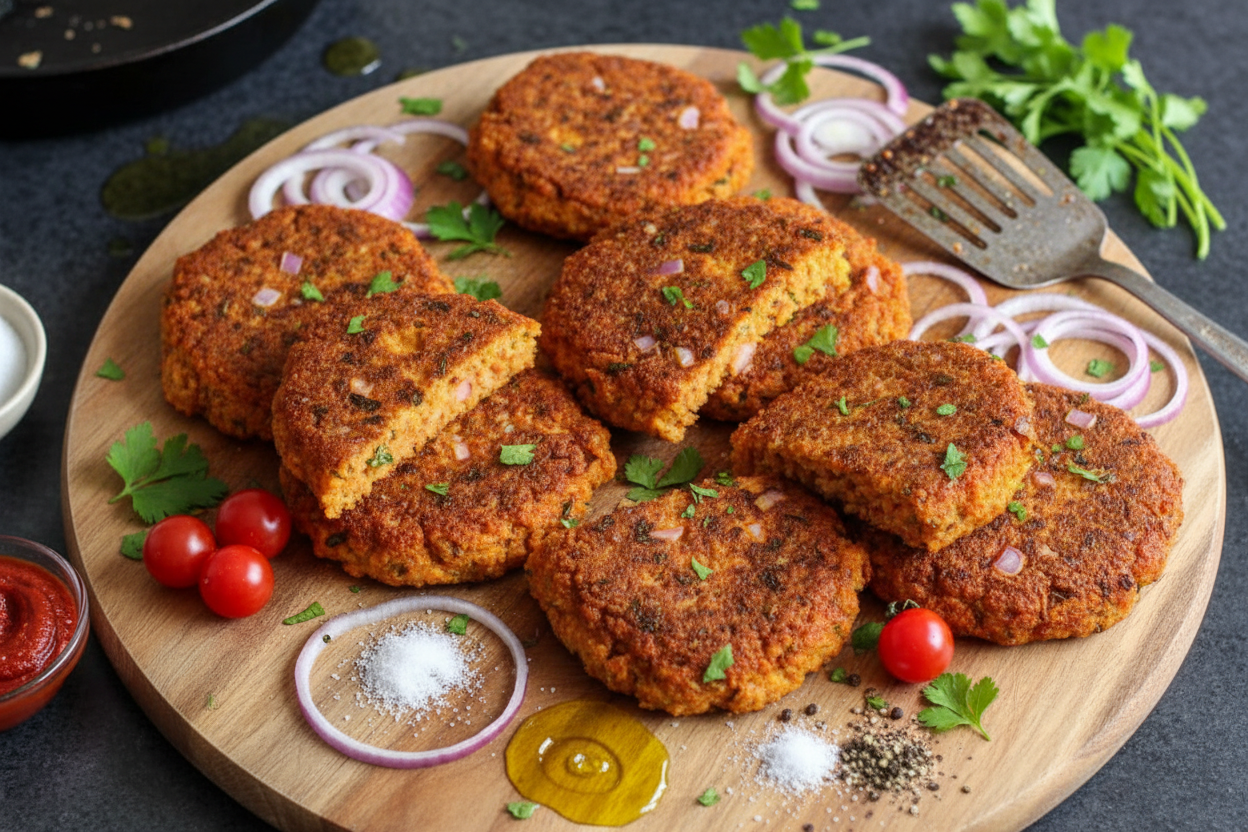 Crispy Couscous Pancakes with Tomato and Onion