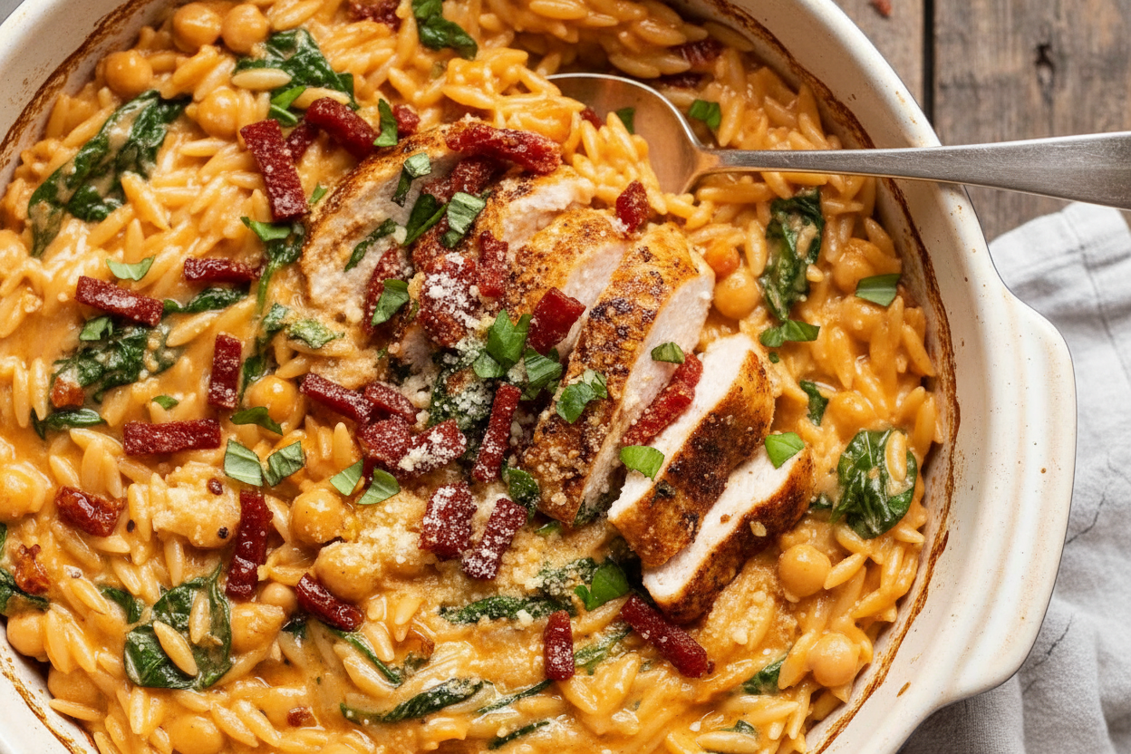 Crispy Salami One Pot Chicken Risoni Delight