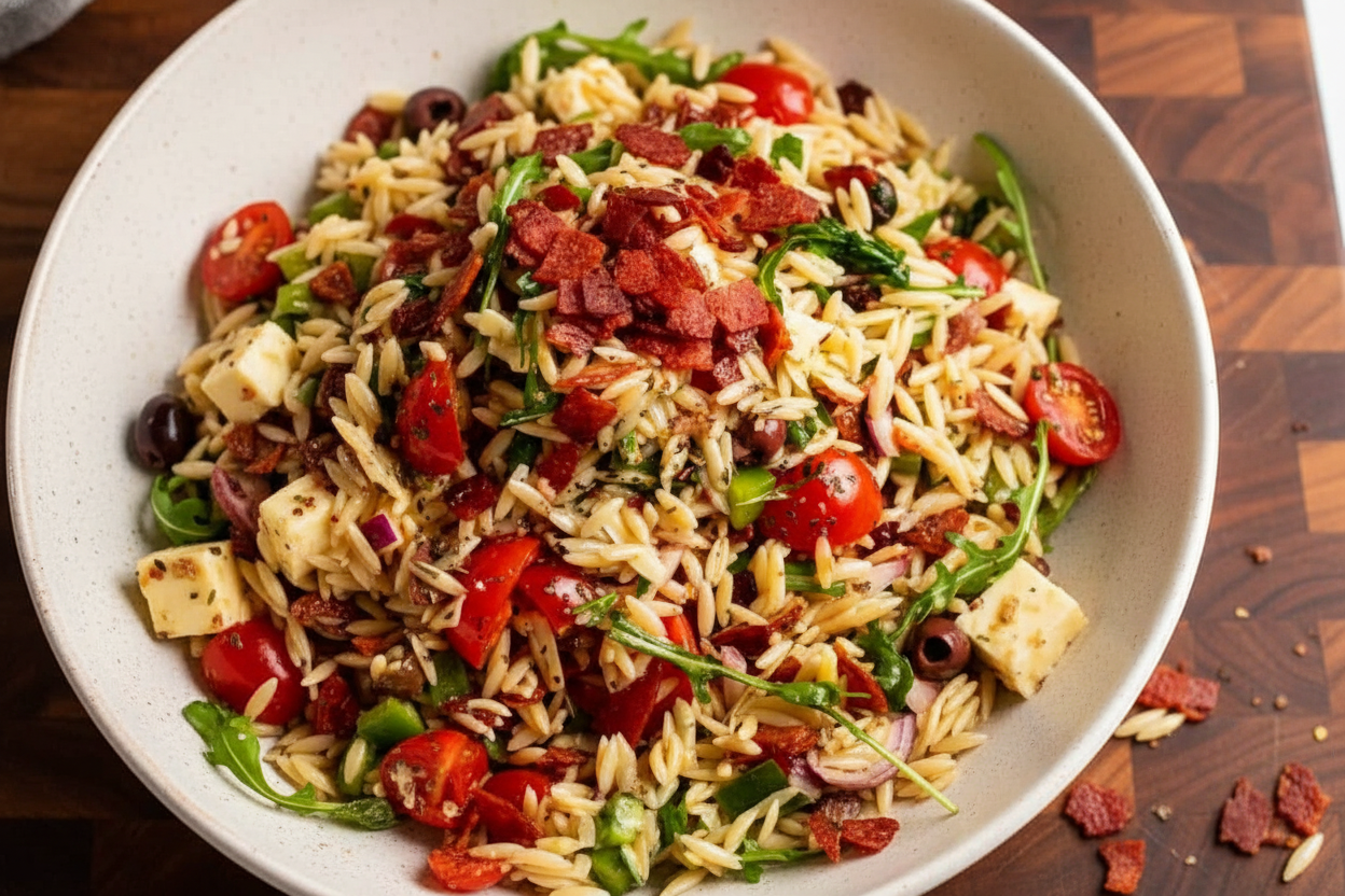 Crispy Salami Risoni Salad Delight