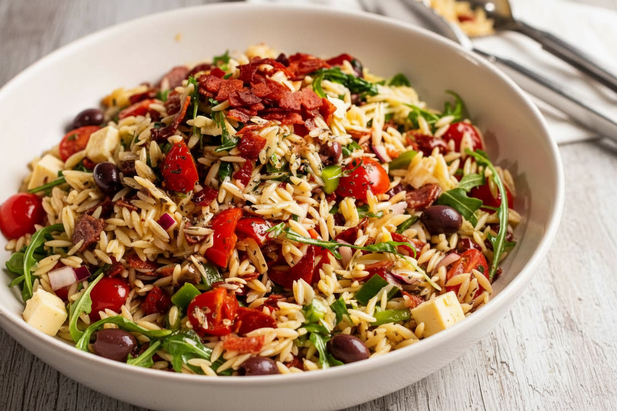 Crispy Salami Risoni Salad Delight