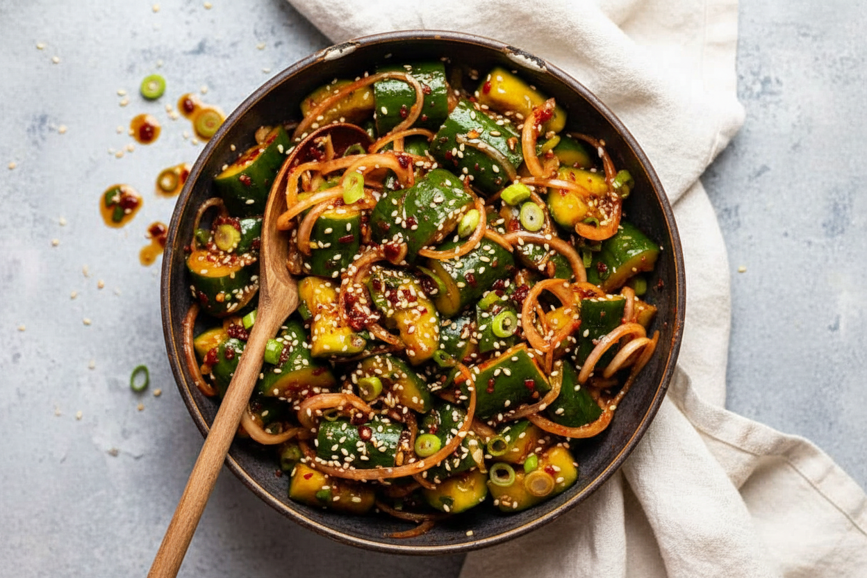 Crispy Spicy Asian Cucumber Salad Delight
