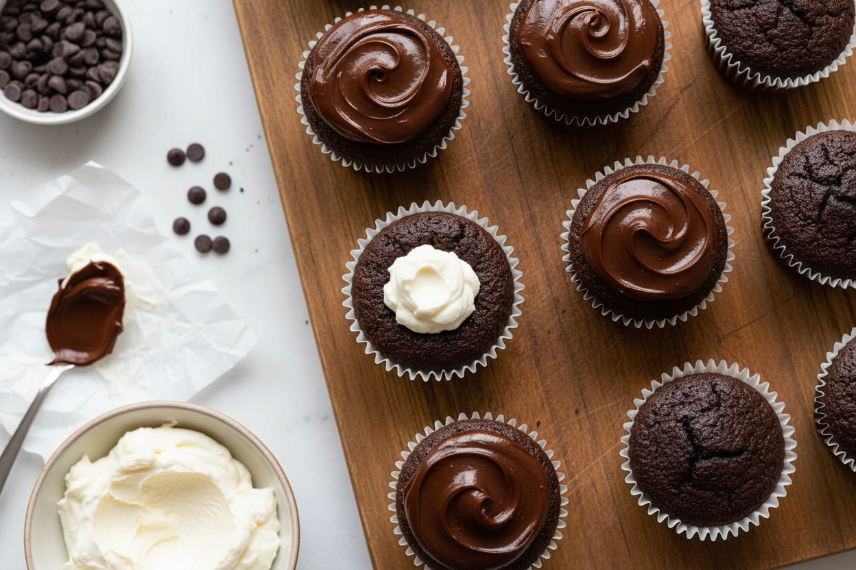 Decadent Chocolate Cupcakes with Whipped Cream Filling