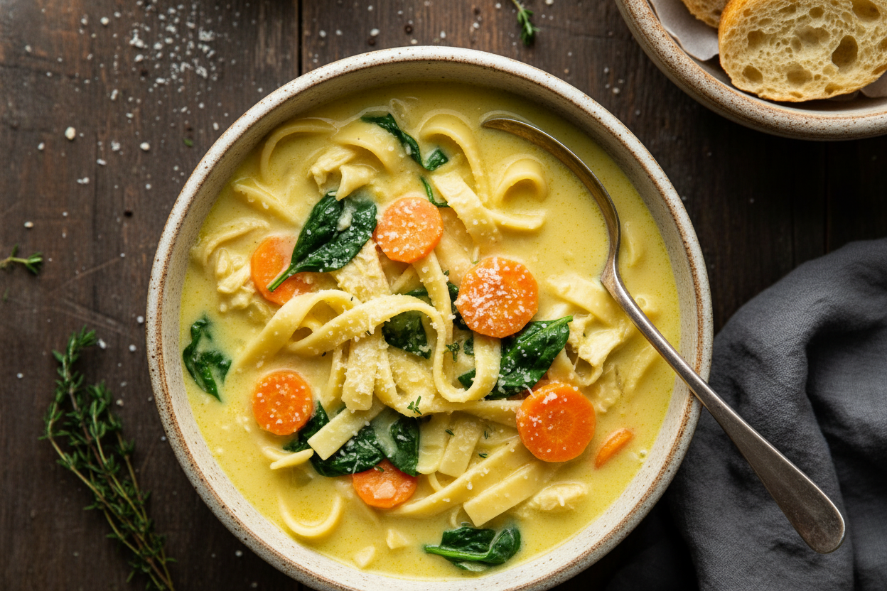Delicious Creamy Chicken Noodle Soup Recipe
