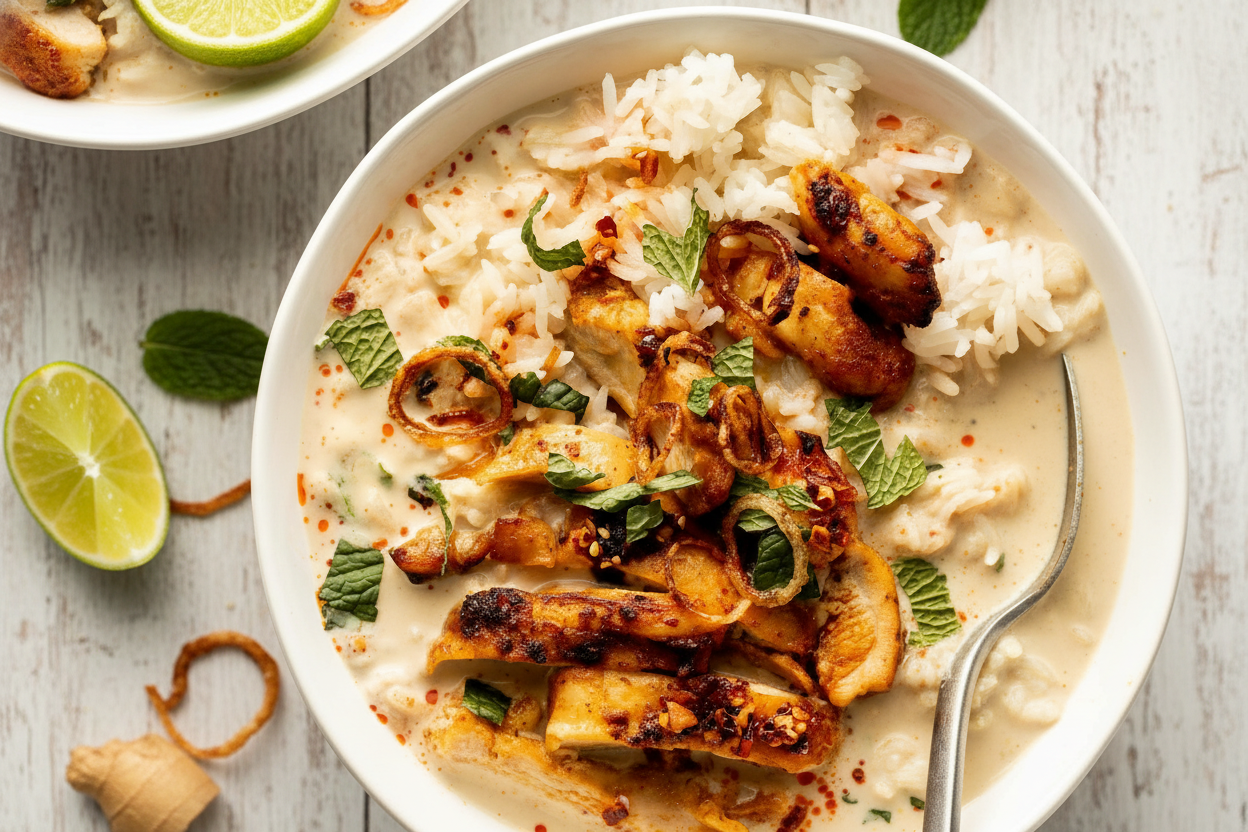Lemongrass Broth Bowls with Yellow Curry Chicken
