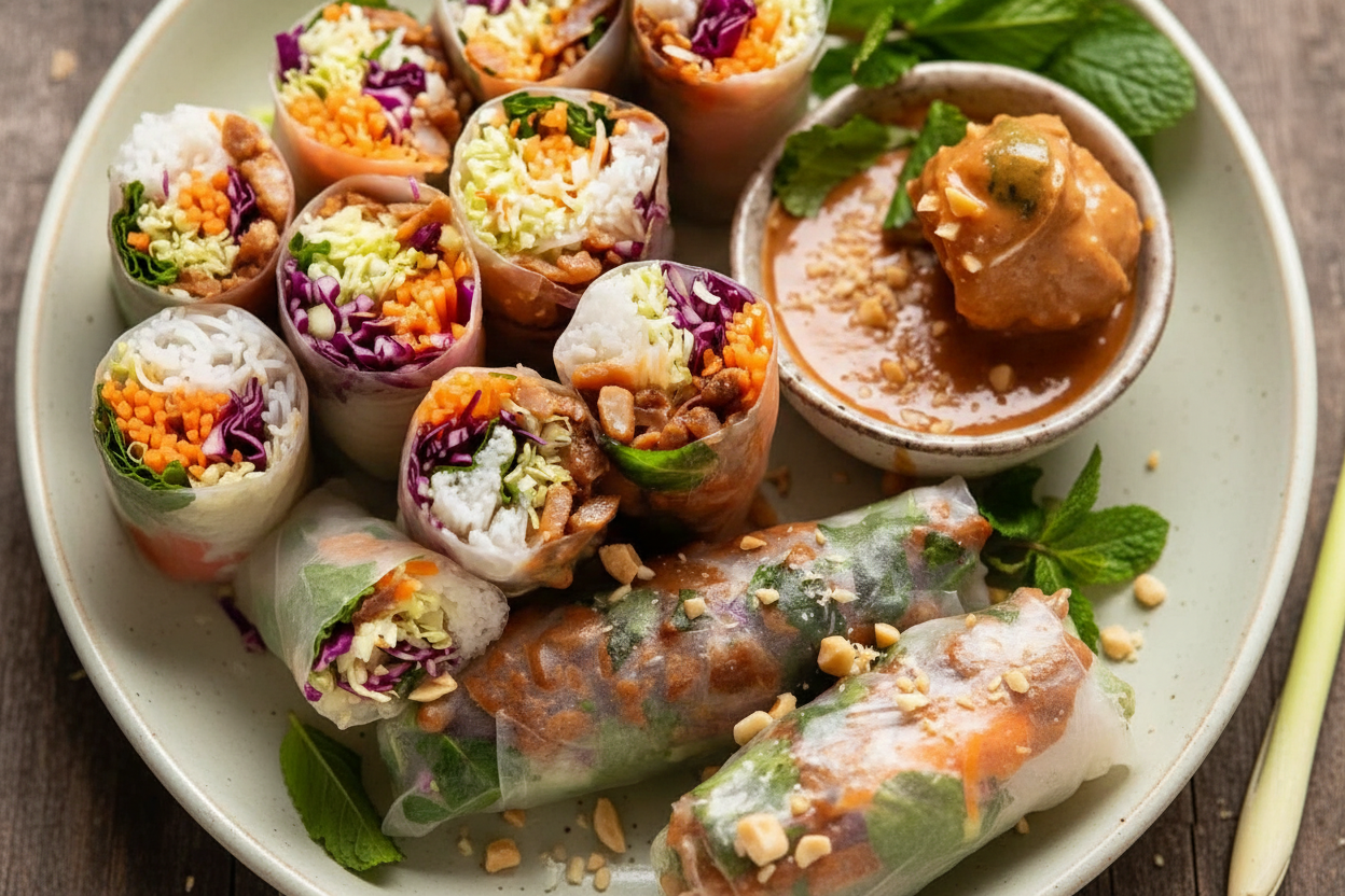 Lemongrass Chicken Rice Paper Rolls Delight