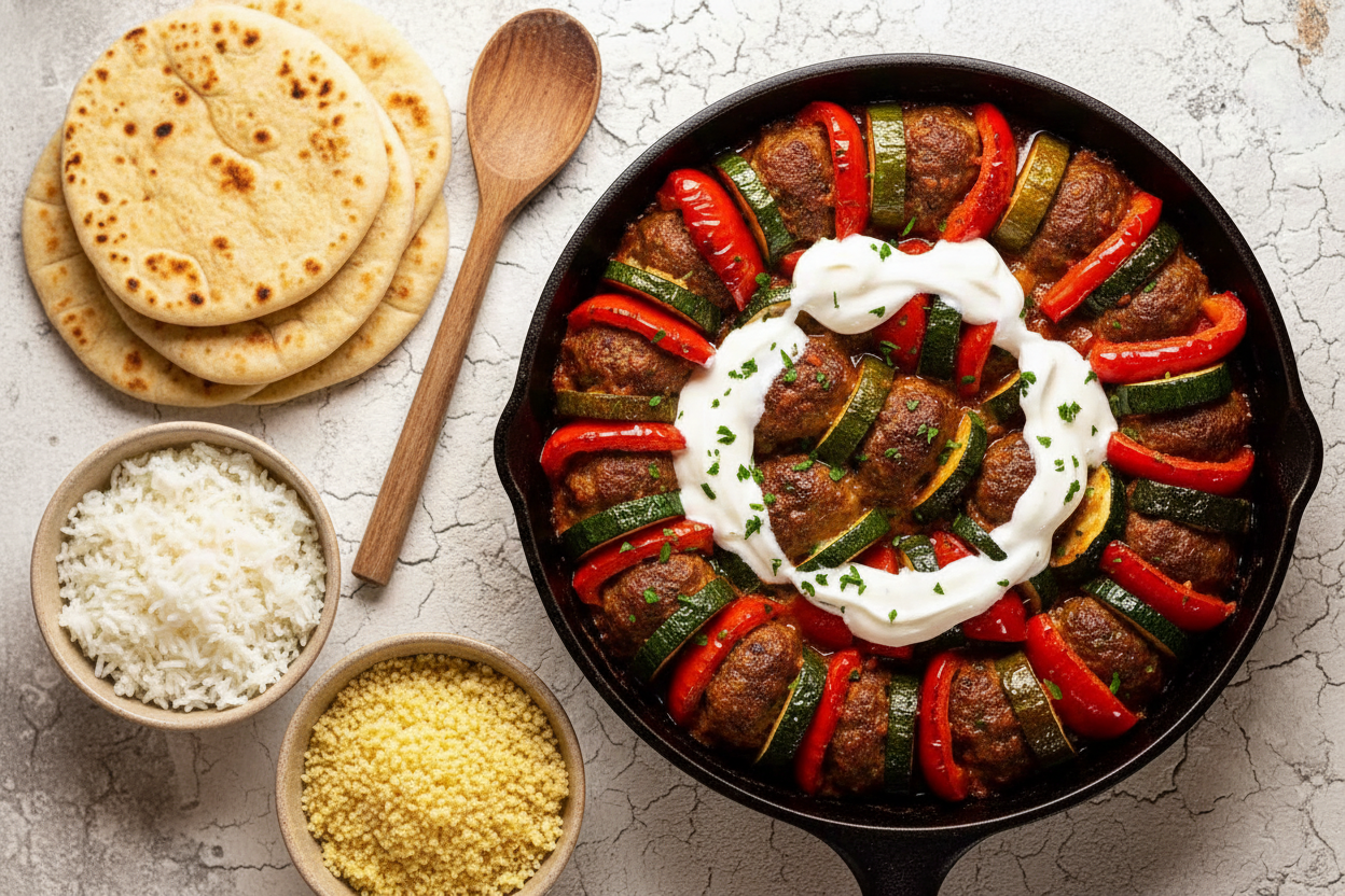 Moroccan Meatball Zucchini Bake Delight