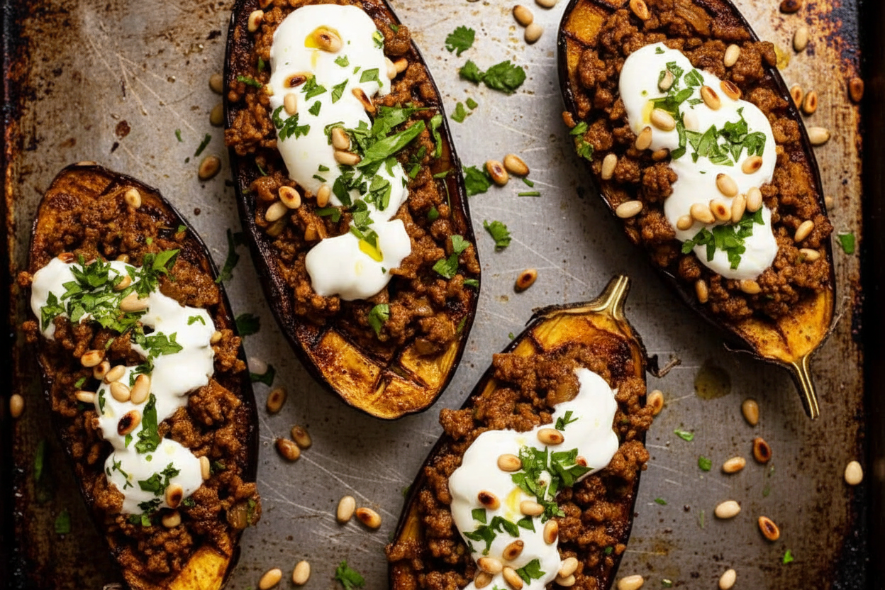 Moroccan Stuffed Eggplant with Beef or Lamb