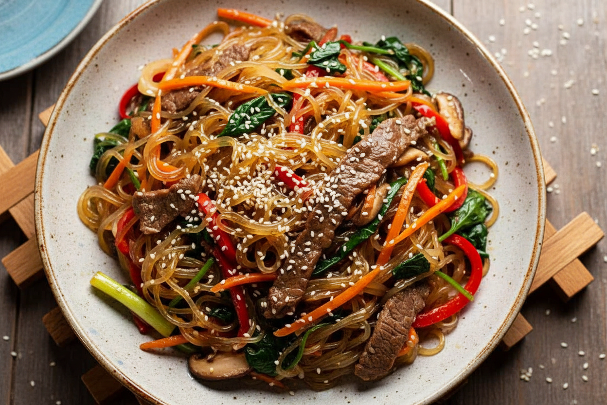 Savory Japchae: Traditional Korean Noodle Delight