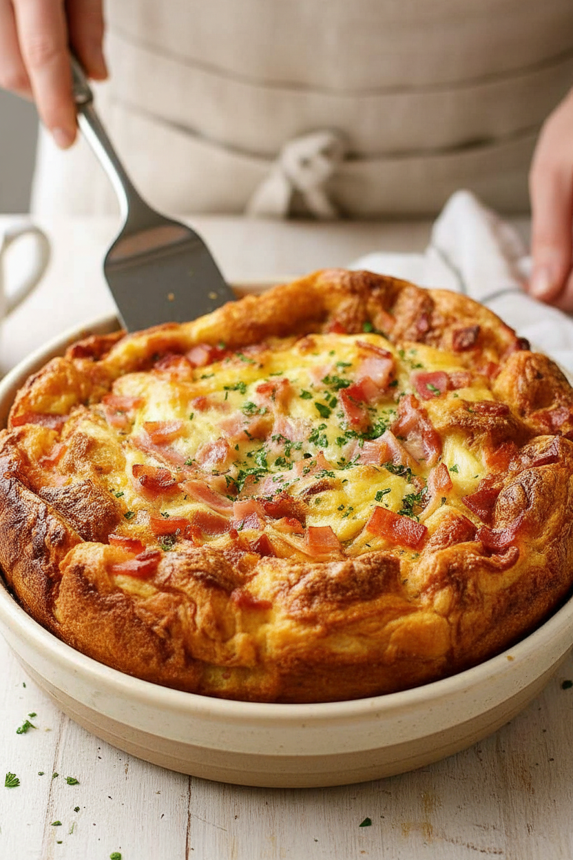 Cheese Bacon Strata Breakfast Casserole Delight