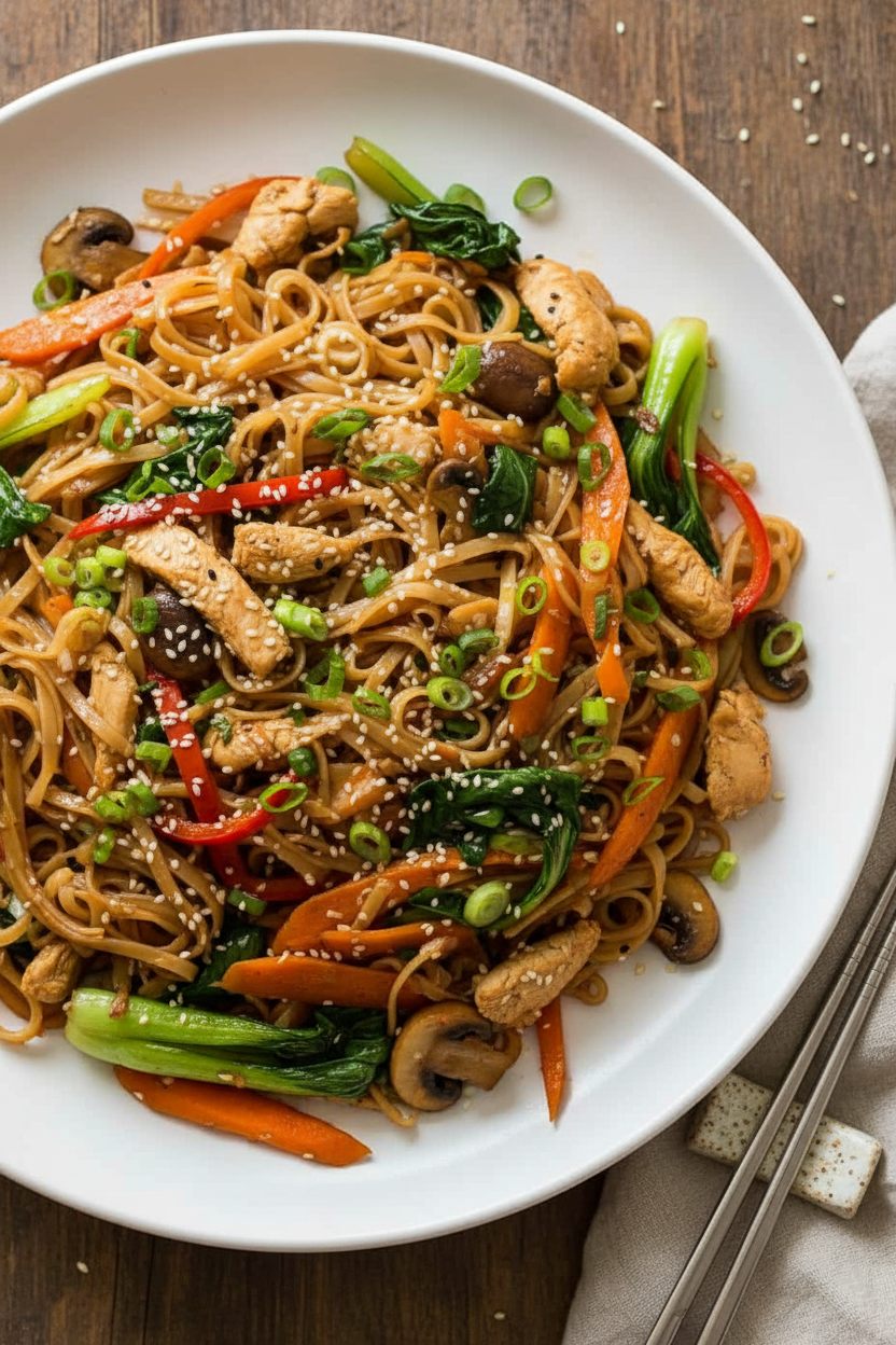 Chicken Stir Fry with Rice Noodles Delight