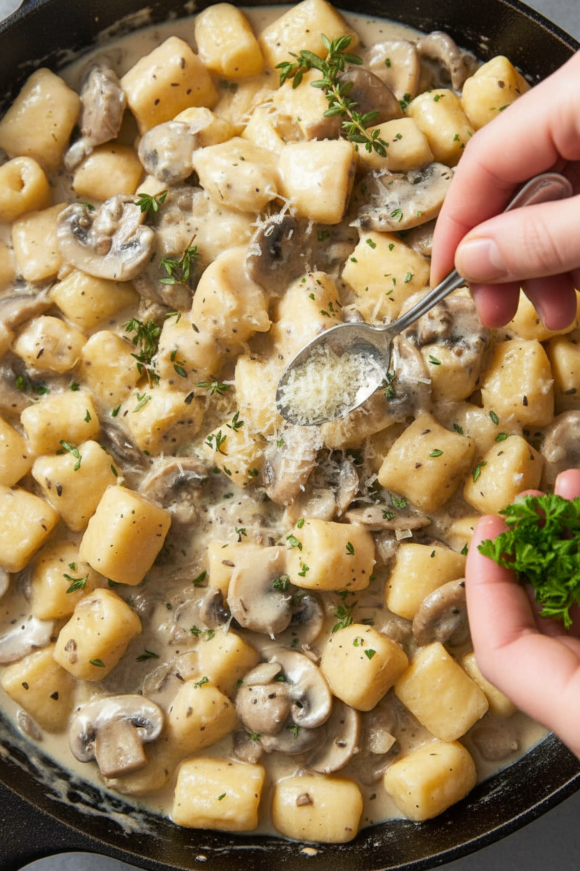 Creamy Mushroom Sauce Ricotta Gnocchi Delight