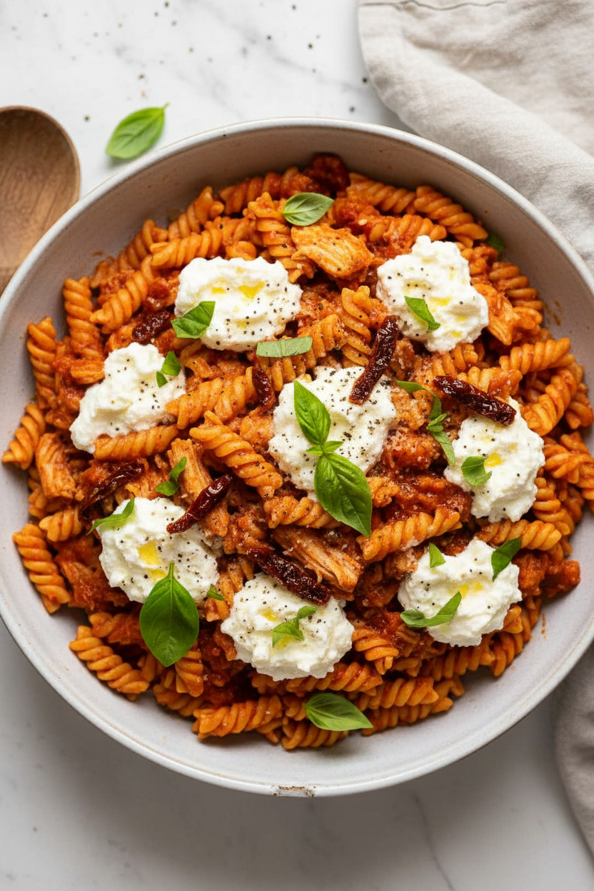 Creamy Whipped Ricotta Chicken Pasta Delight