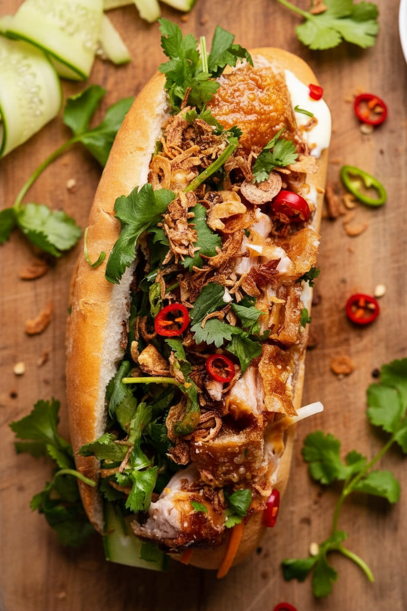 Crispy Pork Belly Banh Mi Delight