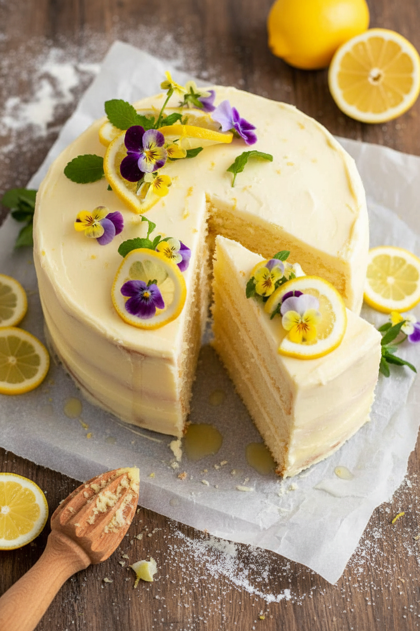 Fluffy Lemon Cake with Light Lemon Frosting