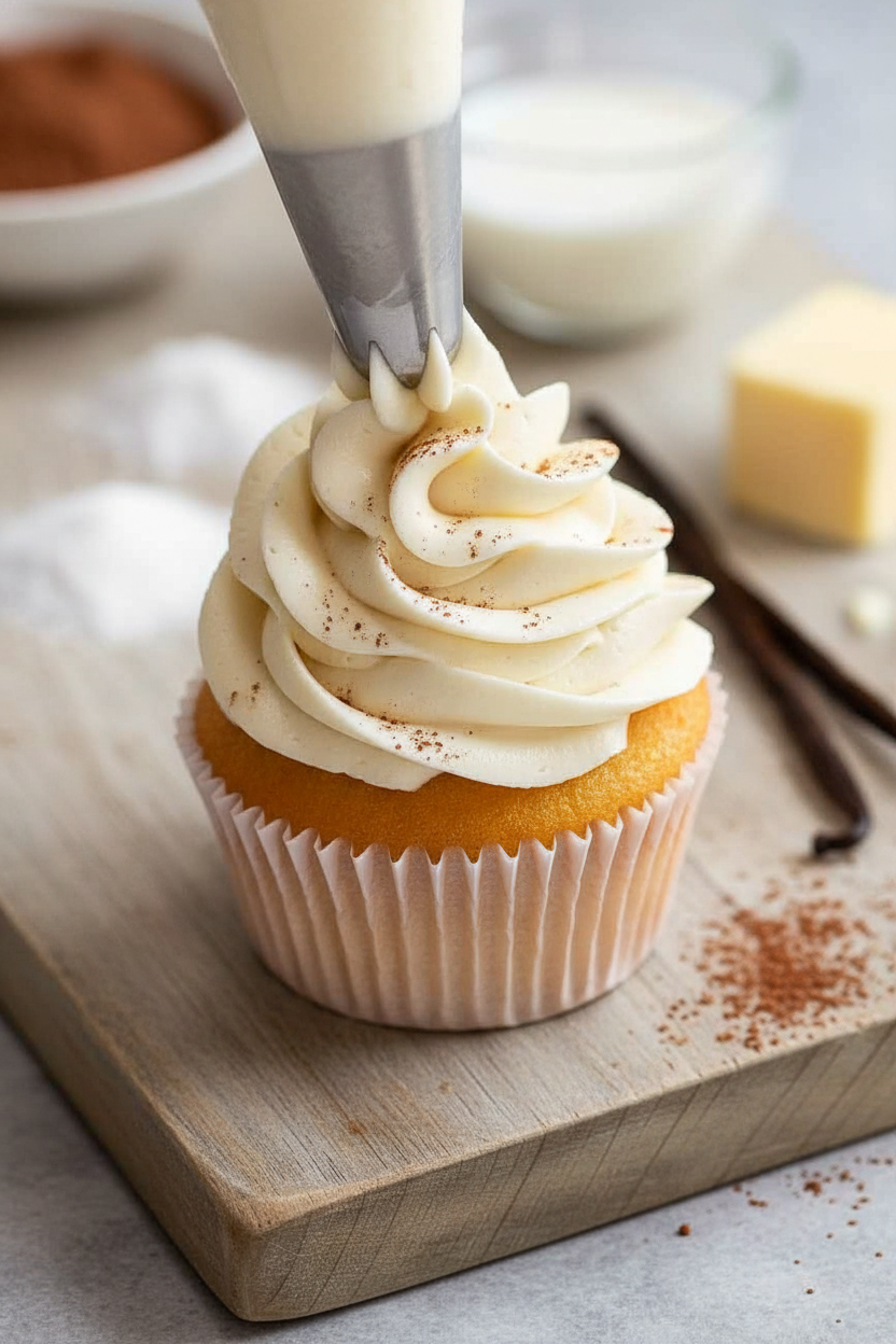 Fluffy Vanilla Frosting: Light and Less Sweet