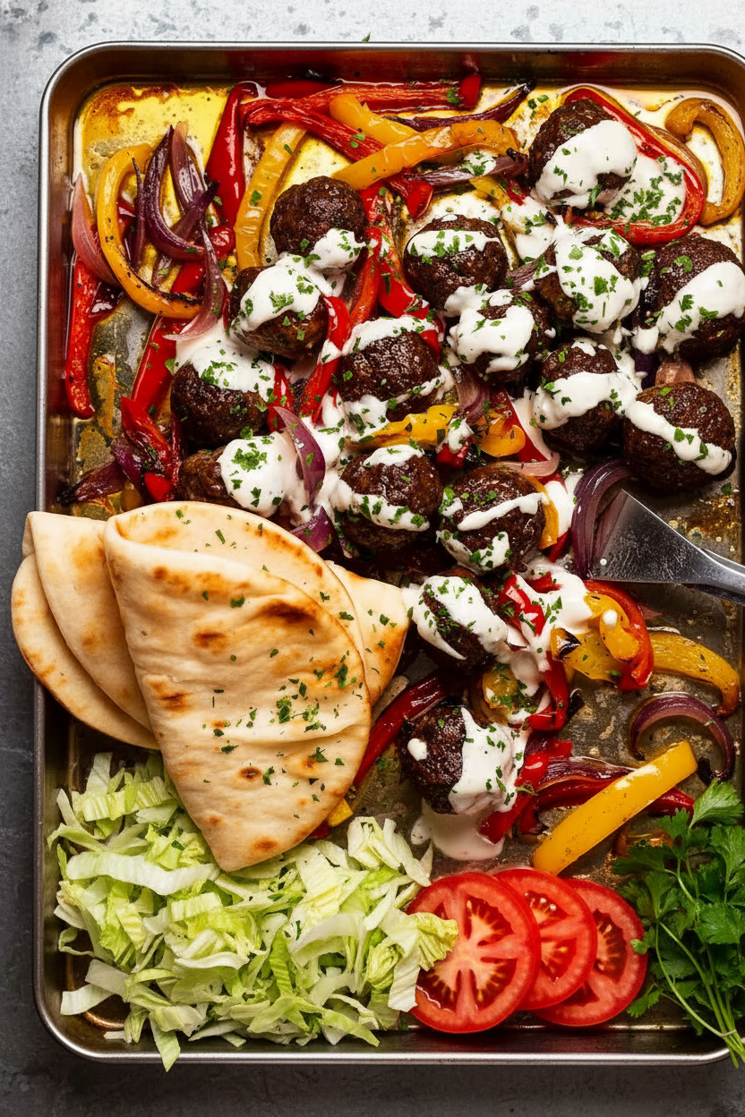 Lamb Kofta Meatballs Tray Bake Dinner Recipe