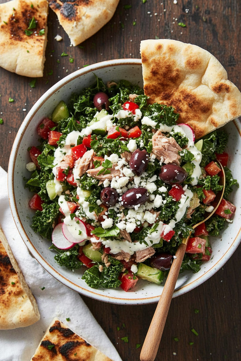 Mediterranean Tuna Salad with Feta Dressing