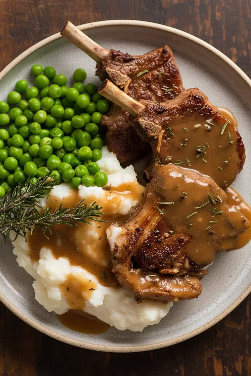 Rosemary-Infused Lamb Chops with Gravy