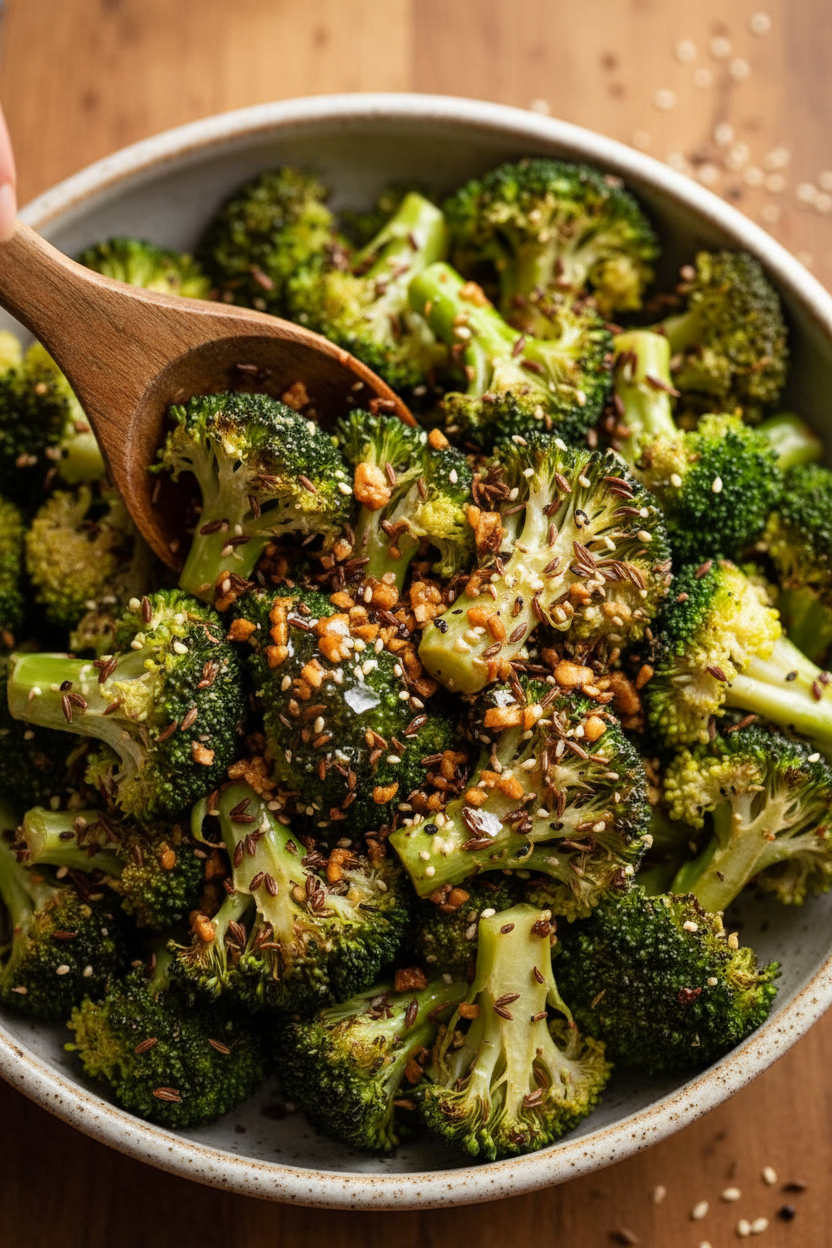 Savory Broccoli Salad with Sesame and Garlic