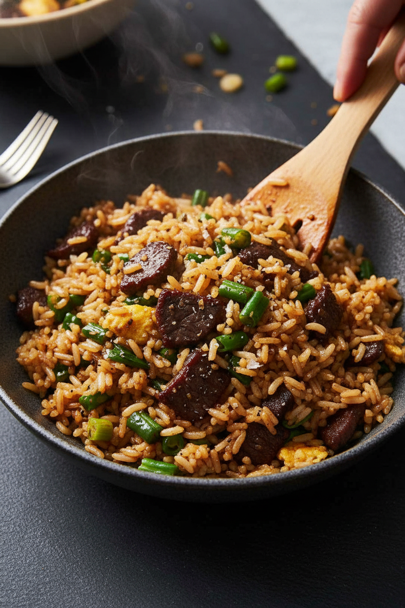 Sizzling Beef Steak Fried Rice Delight