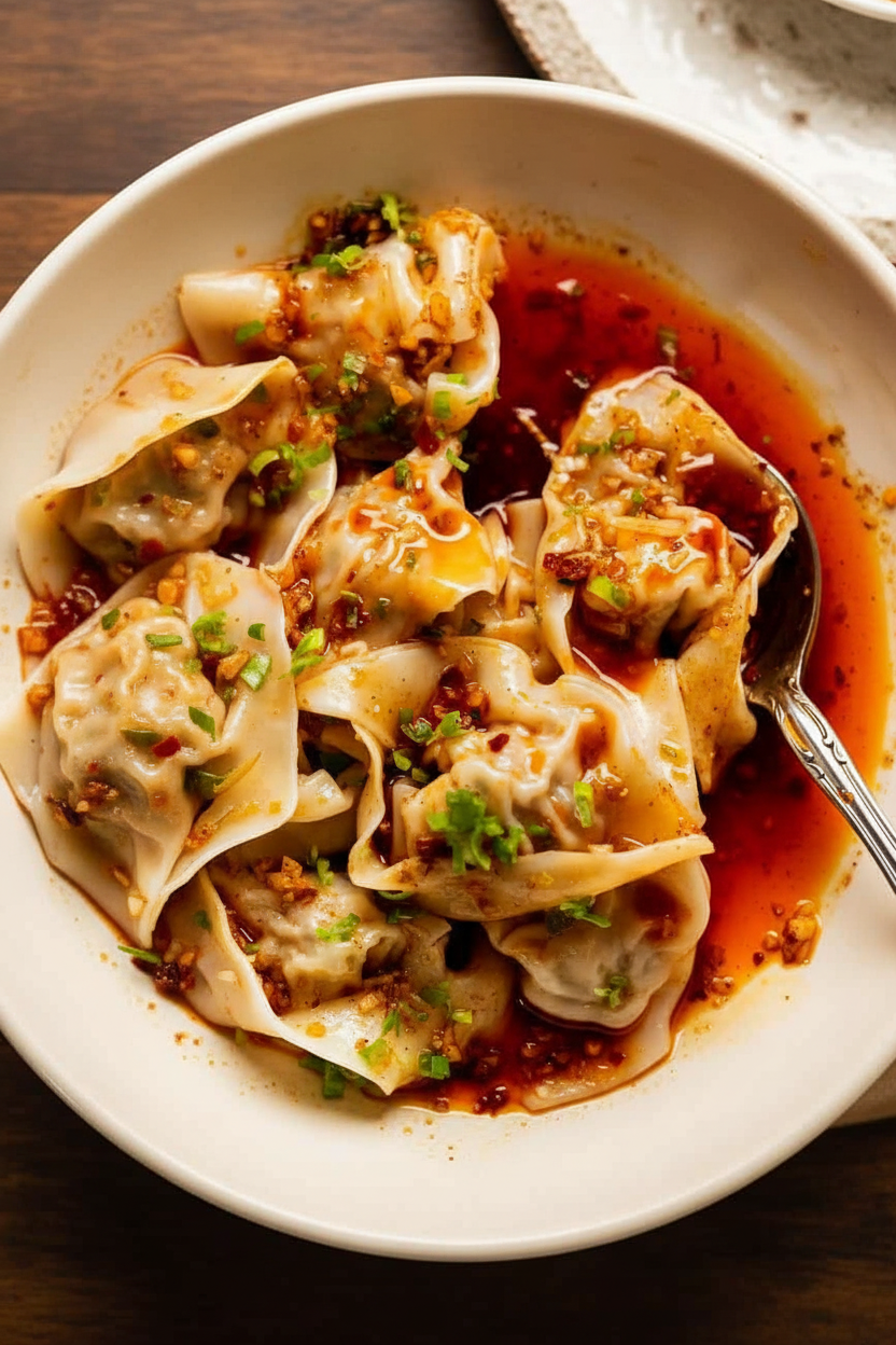 Spicy Wontons with Chilli Sauce Delight
