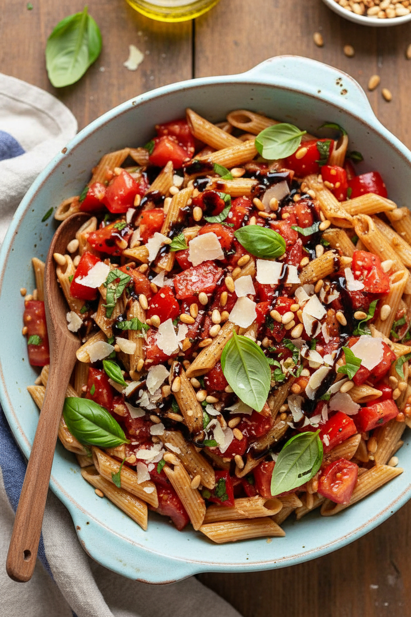 Summer Pasta Salad with Bruschetta Twist