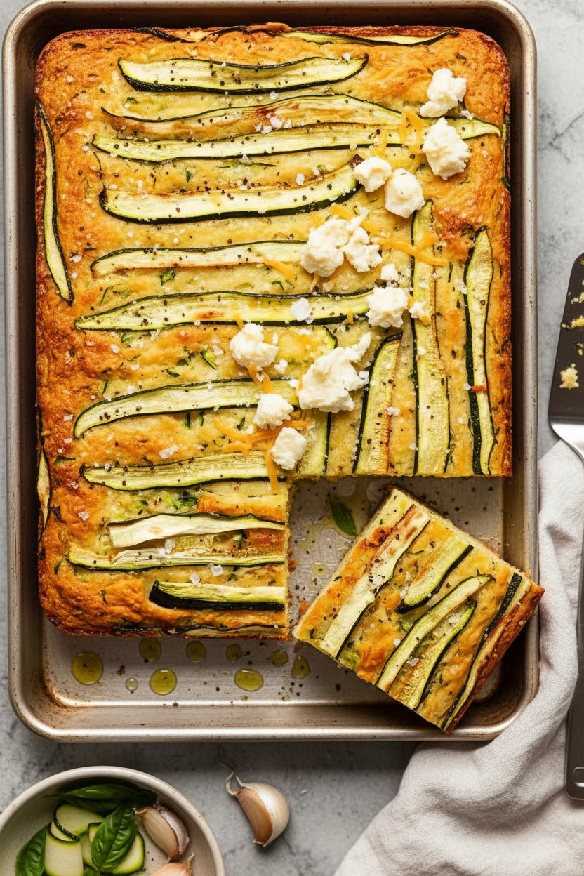 Zucchini Cheese Muffin Slab Delight