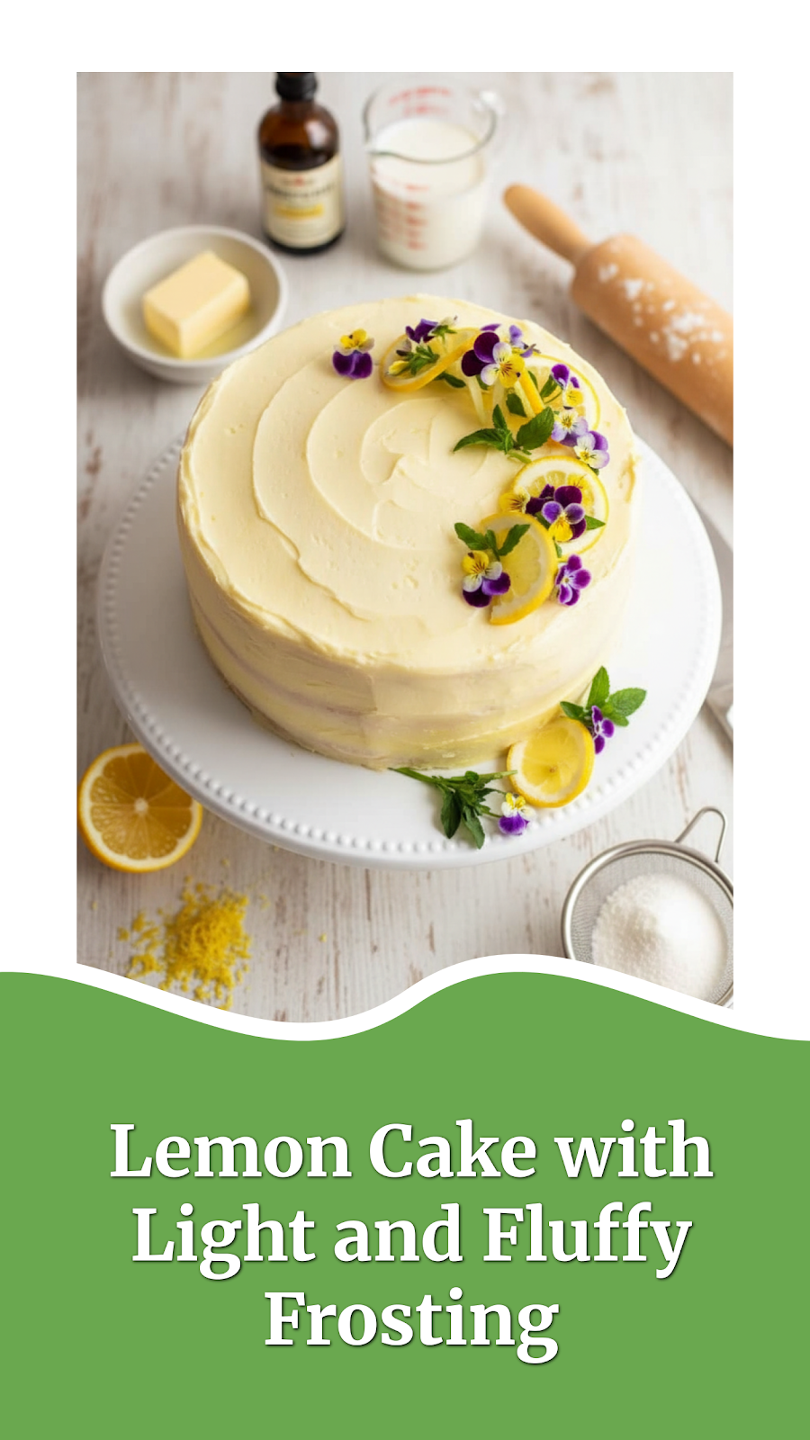 Lemon Cake with Light and Fluffy Frosting