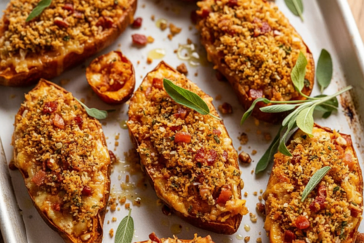 Bacon-Pecan Holiday Stuffed Sweet Potatoes