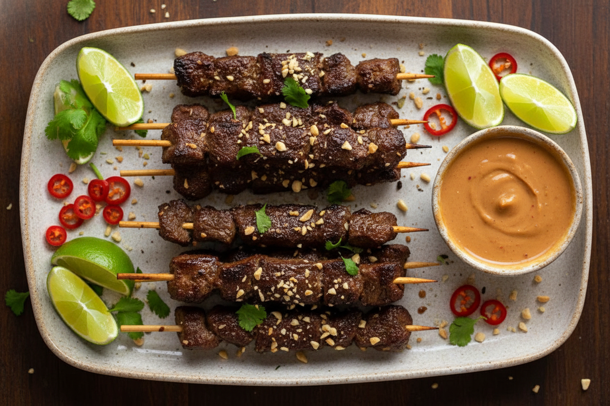 Beef Satay with Authentic Thai Peanut Sauce