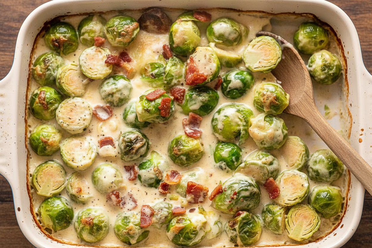 Brussels Sprouts in Creamy Carbonara Delight